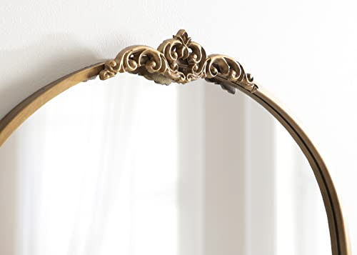 Kate and Laurel Myrcelle Traditional Arched Mirror, 25 x 33, Gold, Decorative Large Arch Mirror with Ornate Garland Detailing Along The Crown and Edges of The Frame