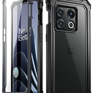 Poetic Guardian Case Designed for OnePlus 10 Pro 5G, Built-in Screen Protector Work with Fingerprint ID, Full Body Hybrid Shockproof Bumper Cover Case, Black/Clear