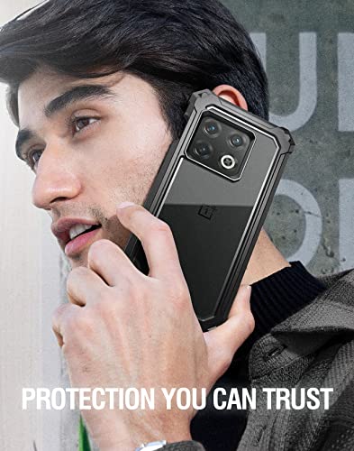 Poetic Guardian Case Designed for OnePlus 10 Pro 5G, Built-in Screen Protector Work with Fingerprint ID, Full Body Hybrid Shockproof Bumper Cover Case, Black/Clear