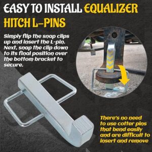 (2-Pack) TonGass Premium Snap L-Pins for Weight Distribution Hitches - 4 1/4” x 1 3/4” L-Pins with Integrated Snap Clips - Minimize Weight Distribution Hitch Noise - Zinc-Coated Heavy-Duty Steel