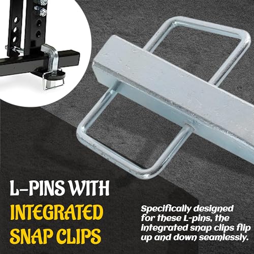 (2-Pack) TonGass Premium Snap L-Pins for Weight Distribution Hitches - 4 1/4” x 1 3/4” L-Pins with Integrated Snap Clips - Minimize Weight Distribution Hitch Noise - Zinc-Coated Heavy-Duty Steel
