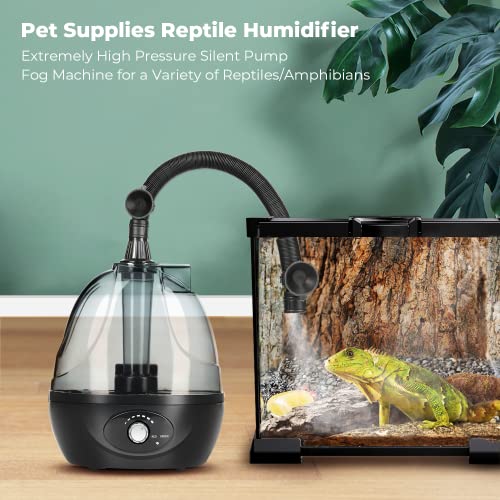 Simple Deluxe Reptile Fogger Terrariums Humidifier Fog Machine Mister, Silent High Pressure with Adjustable Output Knob and Auto Shutdown for Reptiles/Amphibians, Herbs, Vivarium, Upgraded Gear 2.2L