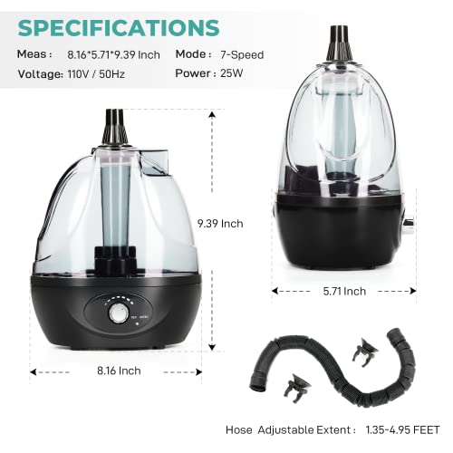 Simple Deluxe Reptile Fogger Terrariums Humidifier Fog Machine Mister, Silent High Pressure with Adjustable Output Knob and Auto Shutdown for Reptiles/Amphibians, Herbs, Vivarium, Upgraded Gear 2.2L