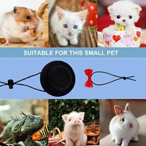 YOLUFER Small Pet Hat and Bow tie Guinea Pig Black Hat with Bow Tie Hamster Costume Pet Cap for Lizard Rabbit Hedgehog Kitten Doggy