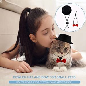 YOLUFER Small Pet Hat and Bow tie Guinea Pig Black Hat with Bow Tie Hamster Costume Pet Cap for Lizard Rabbit Hedgehog Kitten Doggy