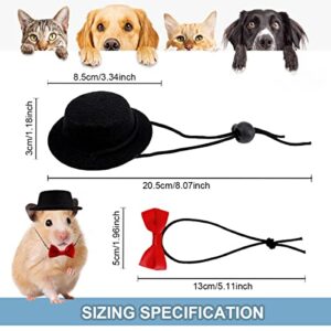 YOLUFER Small Pet Hat and Bow tie Guinea Pig Black Hat with Bow Tie Hamster Costume Pet Cap for Lizard Rabbit Hedgehog Kitten Doggy