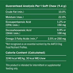 GREENIES Skin & Coat Food Supplements with Fish Oil & Omega 3 Fatty Acids, 40-Count Chicken-Flavor Soft Chews for Adult Dogs