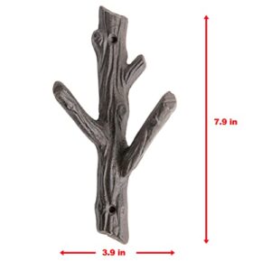 Giftcraft Set of 2 Tree Branch Decorative Hooks, 3-Hook Wall Hooks, Rack for Towels, Jackets, Hats, Metal Coat Hooks Made with Heavy Duty Cast Iron, Unique Nature Home Decor