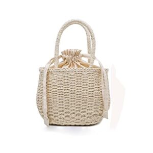 zhyling handmade woven purse wicker beach handbag fashion women pure color rattan woven pearl basket handbag mini tote lunch bags (color : 9)