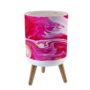 small trash can with lid fluid art texture abstract backdrop with swirling paint effect liquid garbage bin round waste bin press cover dog proof wastebasket for kitchen bathroom living room 1.8 gallon