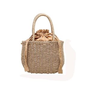 zhyling handmade woven purse wicker beach handbag fashion women pure color rattan woven pearl basket handbag mini tote lunch bags (color : 8)