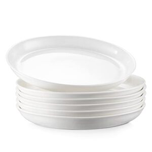 dowan ceramic dinner plates set of 6, 10.5 inch white dessert plates, porcelain salad appetizer plates, large serving plates for kitchen restaurant, dishwasher & microwave safe