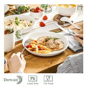 DOWAN Ceramic Dinner Plates Set of 6, 10.5 Inch White Dessert Plates, Porcelain Salad Appetizer Plates, Large Serving Plates for Kitchen Restaurant, Dishwasher & Microwave Safe