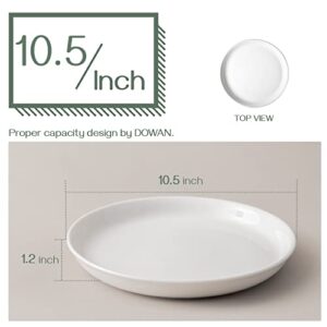 DOWAN Ceramic Dinner Plates Set of 6, 10.5 Inch White Dessert Plates, Porcelain Salad Appetizer Plates, Large Serving Plates for Kitchen Restaurant, Dishwasher & Microwave Safe