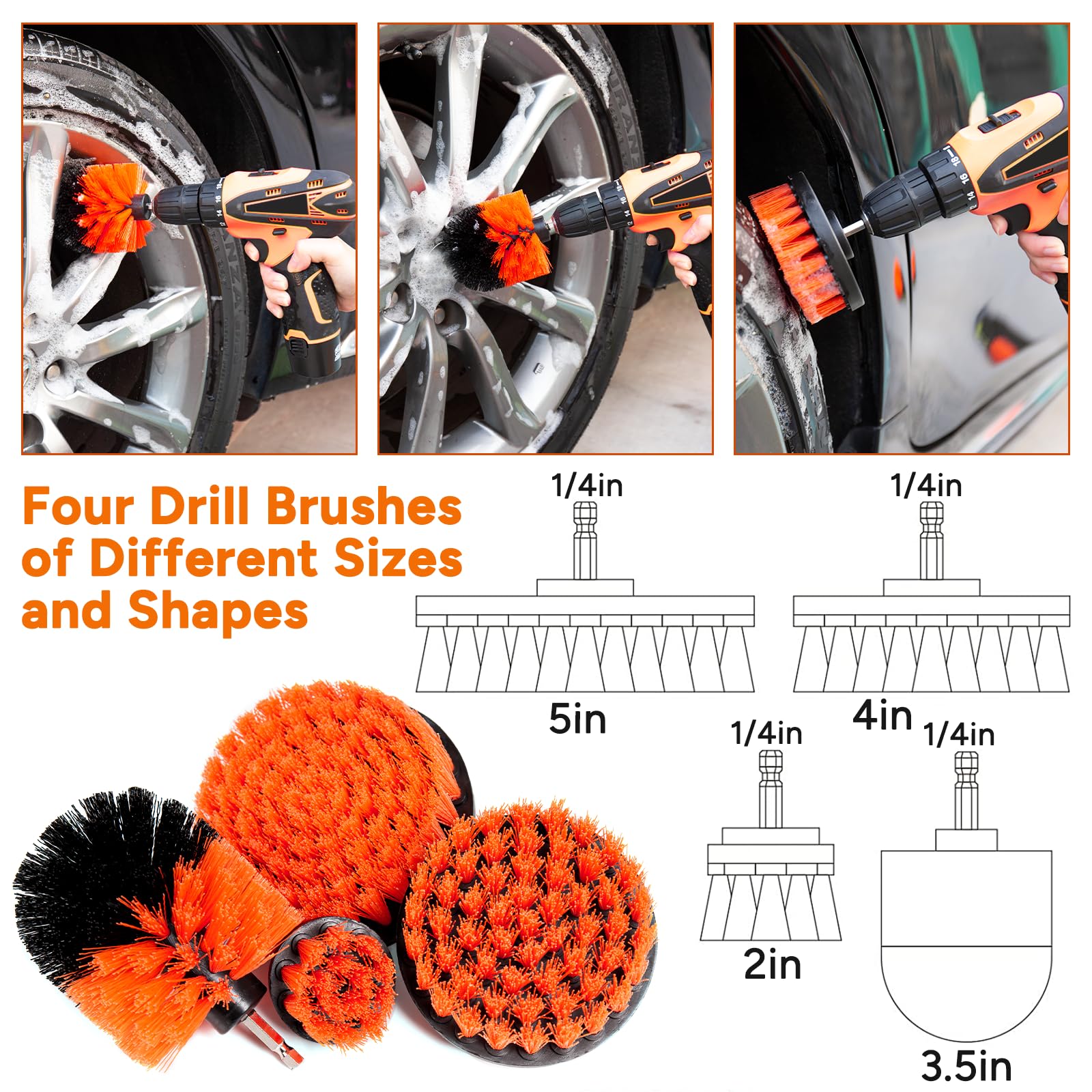 MateAuto Drill Brush Set, 20PCS Car Detailing Kit, Auto Detailing Supplies with Detailing Brush Set, Cleaning Gel for Car Wheel Brush, for Vehicles Interior and Exterior