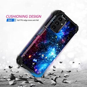 Casetego Compatible with Galaxy A13 5G Case,Shiny in The Dark Three Layer Heavy Duty Sturdy Shockproof Full Body Protective Cover Case for Samsung Galaxy A13 5G,Shiny Blue