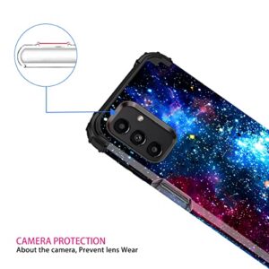 Casetego Compatible with Galaxy A13 5G Case,Shiny in The Dark Three Layer Heavy Duty Sturdy Shockproof Full Body Protective Cover Case for Samsung Galaxy A13 5G,Shiny Blue