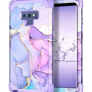 Hekodonk for Galaxy Note 9 Case, Heavy Duty Shockproof Protection Hard Plastic+Silicone Rubber Hybrid Protective Case for Samsung Galaxy Note 9 Purple Marble