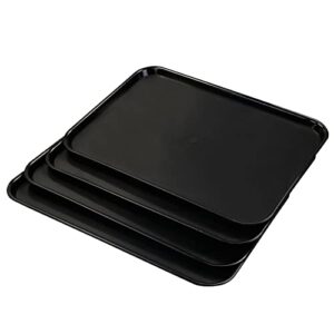 callyne large black plastic tray, multi-purpose rectangular tray, 4 pack, 25.24" l x 17.6" w
