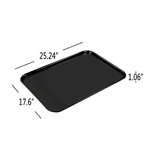 Callyne Large Black Plastic Tray, Multi-Purpose Rectangular Tray, 4 Pack, 25.24" L x 17.6" W