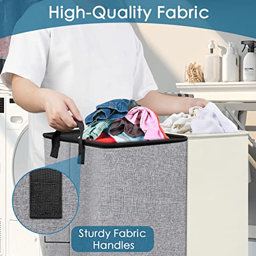 Large Hampers for Laundry 2 Compartment, Dual Laundry Hamper 2 section for Storage and Sorter, Collapsible Double Laundry Hamper with 2 Removable Laundry Bags for Bedroom, Dorm Room, College