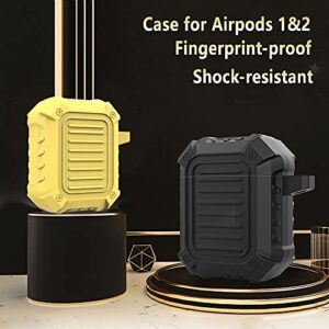 wanghe Soft Silicone Armor Protective Shock-Resistant Airpods Case Cover Compatible with Airpods 2/1 Charging Case with a Key Chain - Yellow