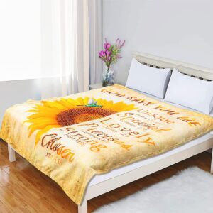 Puppettv Sunflower Blanket Christian Gifts for Women Men 40×50 Inch, God Says You are Inspirational Religiou Throw Blankets for Kids Adults, Soft Cozy Bible Verse Scripture Blanket for Couch Bed