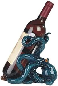 ice armor octopus decorative wine bottle holder, wine rest statue, home decor wine rack display centerpiece for tabletops and counters, wine lovers gift