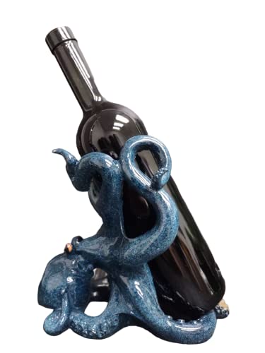 ICE ARMOR Octopus Decorative Wine Bottle Holder, Wine Rest Statue, Home Decor Wine Rack Display Centerpiece for Tabletops and Counters, Wine Lovers Gift
