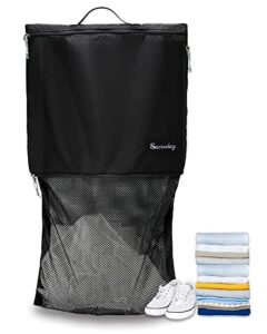 mesh laundry bag travel bags-small hanging wash delicates reusable dirty bag, travel, gym, healthcare workers, laundry, sports, fitness, swimwear, camping, wet clothes. l (black)