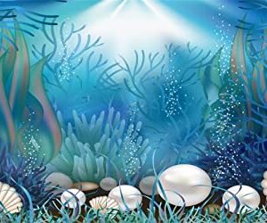 AWERT Vinyl 36x24 inches Underwater World Aquarium Background Aquatic Plants Coral Pearls Fish Tank Background Tropical Terrarium Background