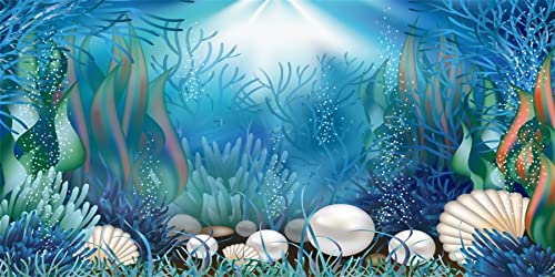 AWERT Vinyl 36x24 inches Underwater World Aquarium Background Aquatic Plants Coral Pearls Fish Tank Background Tropical Terrarium Background