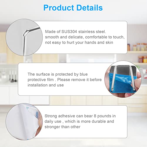 AORZOV 4PCS Sponge Holders for Kitchen Sink, Caddy Dish Strong Adhesive Small Sponge Holder, SUS304 Stainless Steel Minimal Size Premium Rustproof & Waterproof
