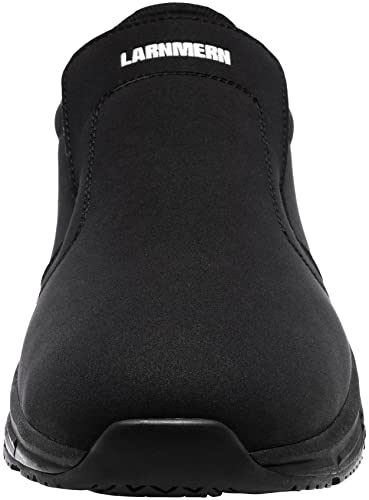 LARN SAFETY Men Slip-Resistant Chef Shoes Waterproof Kitchen Work Footwear Restaurant Hospital Nursing Garden(Black/9.5US)