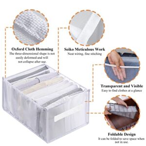 WATAKA 7 Grids Washable Wardrobe Clothes Organizer, 2PCS Closet Organizers and Storage, Clothes Drawer Organizers Mesh Separation Box for Legging, T-Shirt, Underwear, Socks - Grey