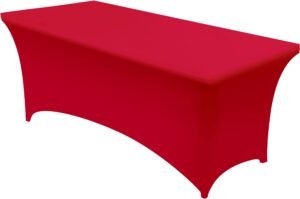 utopia kitchen spandex tablecloth 1 pack [6ft, red] tight, fitted, washable and wrinkle resistant stretch rectangular patio table cover for event, wedding, banquet & parties [72lx30wx30h inch]