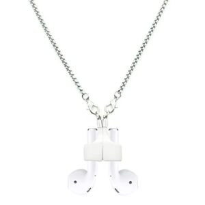 airpod strap necklace holder magnetic, anti-lost stainless steel lanyard cord for neck compatible with airpods 1/2/pro (silver chain)