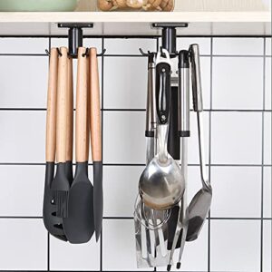 baieuejo 2pcs 360 °rotation utility hooks, under cabinet kitchen hooks for utensils,nail free adhesive kitchen utensils hanging hooks for kitchen utensils/tools/towel/knife(black)