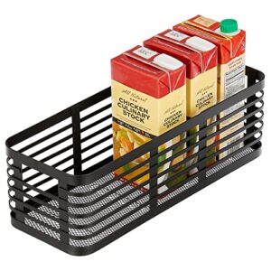 mDesign Modern Decor Flat Steel Wire Organizer Bin Basket - Storage for Kitchen Pantry, Bathroom, Laundry, Organizing Holder for Food, Coffee, Fruit, Blankets, Toys - Carson Collection - Matte Black