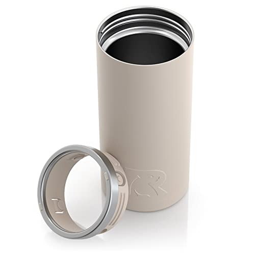 RTIC Skinny Can Cooler Slim, Insulated, Beer, Beverage, Soda Can Cooler with Lid, Stainless Steel Metal, Double Wall Insulation Coozie for Cans, Sweat Proof, Fits all 12oz Slim Cans, Beach