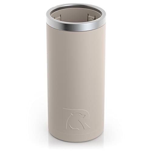 RTIC Skinny Can Cooler Slim, Insulated, Beer, Beverage, Soda Can Cooler with Lid, Stainless Steel Metal, Double Wall Insulation Coozie for Cans, Sweat Proof, Fits all 12oz Slim Cans, Beach