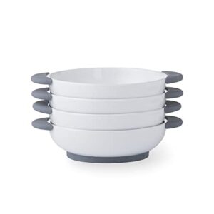 everyday solutions stoneware everyday stay-cool silicone handles and base bowl set - great for hot & cold dishes - dishwasher and microwave safe - set of 4 - size 8’’x2’’