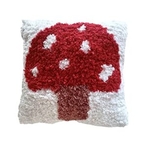 Boho Disco Mushroom Pillow - Tufted Cotton Pillow for Mushroom Decor, Mushroom Plush Pillow for Fun Pillow - Mushroom Throw Pillow, Mushroom Decor for Bedroom, Cool Throw Pillow 10x10 inches