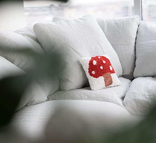 Boho Disco Mushroom Pillow - Tufted Cotton Pillow for Mushroom Decor, Mushroom Plush Pillow for Fun Pillow - Mushroom Throw Pillow, Mushroom Decor for Bedroom, Cool Throw Pillow 10x10 inches