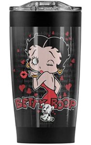 logovision betty boop a classic kiss stainless steel tumbler 20 oz coffee travel mug/cup, vacuum insulated & double wall with leakproof sliding lid | great for hot drinks and cold beverages