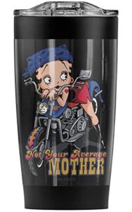 logovision betty boop not your average mother stainless steel tumbler 20 oz coffee travel mug/cup, vacuum insulated & double wall with leakproof sliding lid | great for hot drinks and cold beverages