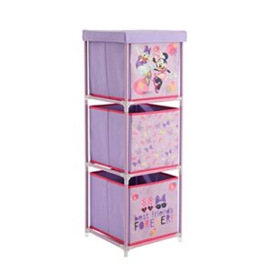 Idea Nuova Disney Minnie Mouse 3 Tier Fabric Storage Organizer with 3 Cubes and Removable Lid