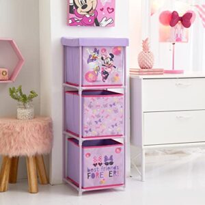 Idea Nuova Disney Minnie Mouse 3 Tier Fabric Storage Organizer with 3 Cubes and Removable Lid