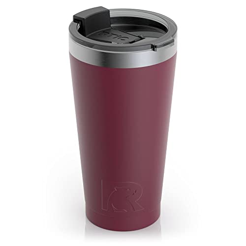 RTIC Pint 16 oz Insulated Tumbler Stainless Steel Metal Coffee, Frozen Cocktail, Drink, Tea Travel Cup with Lid, Spill Proof, Hot and Cold, Portable Thermal Mug for Car, Camping, Maroon