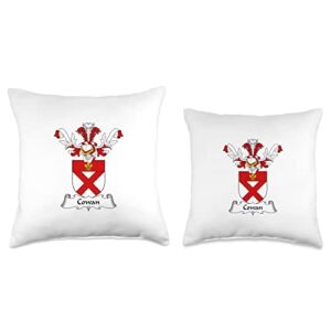 Family Crest and Coat of Arms clothes and gifts Cowan Coat of Arms-Family Crest Throw Pillow, 18x18, Multicolor